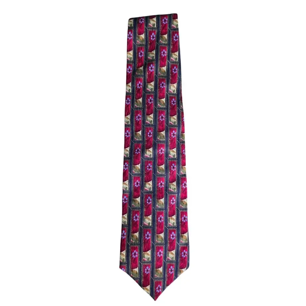 J. Garcia 100%‎ Silk Necktie geometric flowers